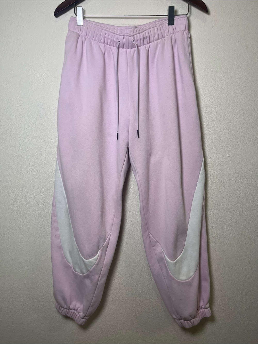 Nike Women’s Pink & White Swoosh Colorblock Jogger Sweatpants